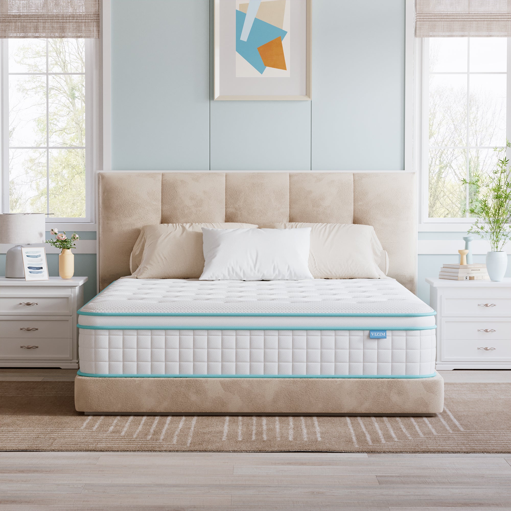 VIZIM Twin Mattress 10 Inch, Memory Foam & Pocket Spring Hybrid Mattress in a Box, Medium Firm