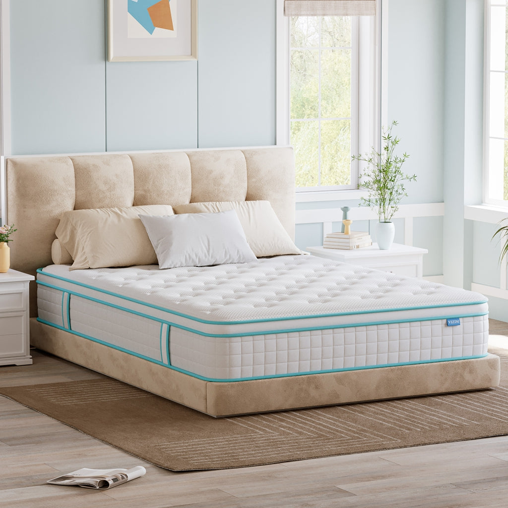 VIZIM Twin Mattress 10 Inch, Memory Foam & Pocket Spring Hybrid Mattress in a Box, Medium Firm