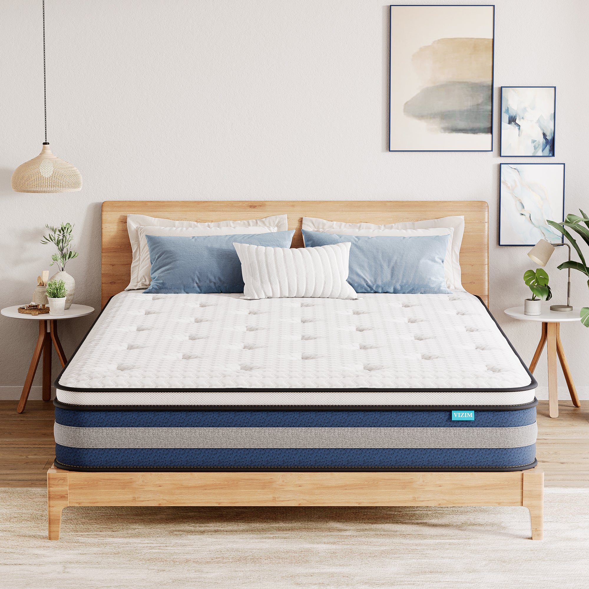 King Mattress, 10 Inch Hybrid Mattress with Individual Pocket Springs,Medium Firm