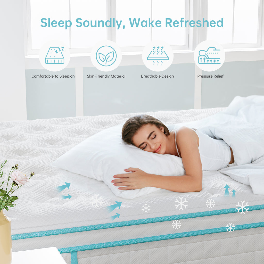 VIZIM Twin Mattress 10 Inch, Memory Foam & Pocket Spring Hybrid Mattress in a Box, Medium Firm