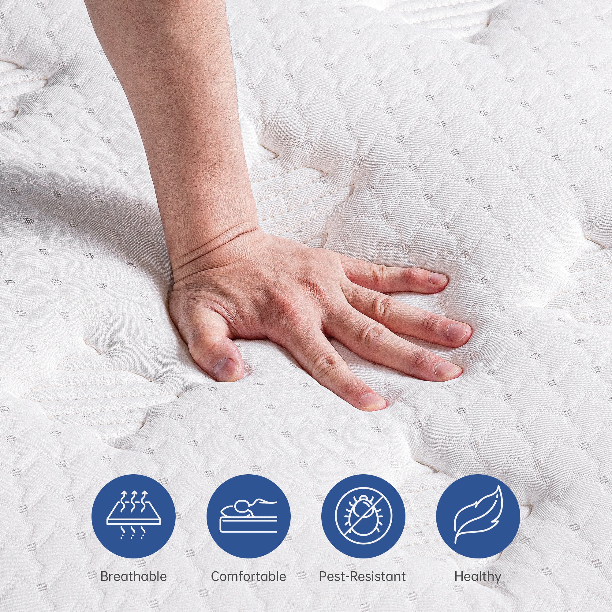 King Mattress, 10 Inch Hybrid Mattress with Individual Pocket Springs,Medium Firm