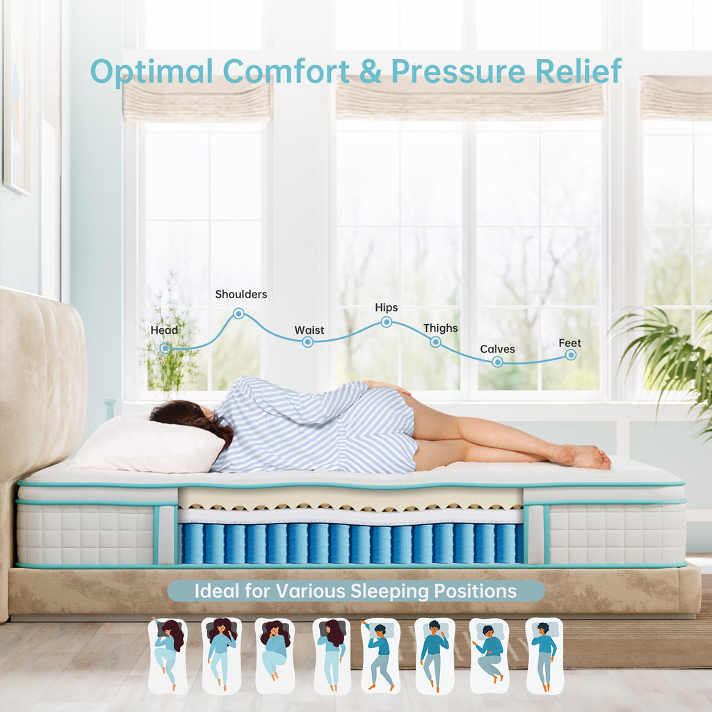 VIZIM Twin Mattress 10 Inch, Memory Foam & Pocket Spring Hybrid Mattress in a Box, Medium Firm