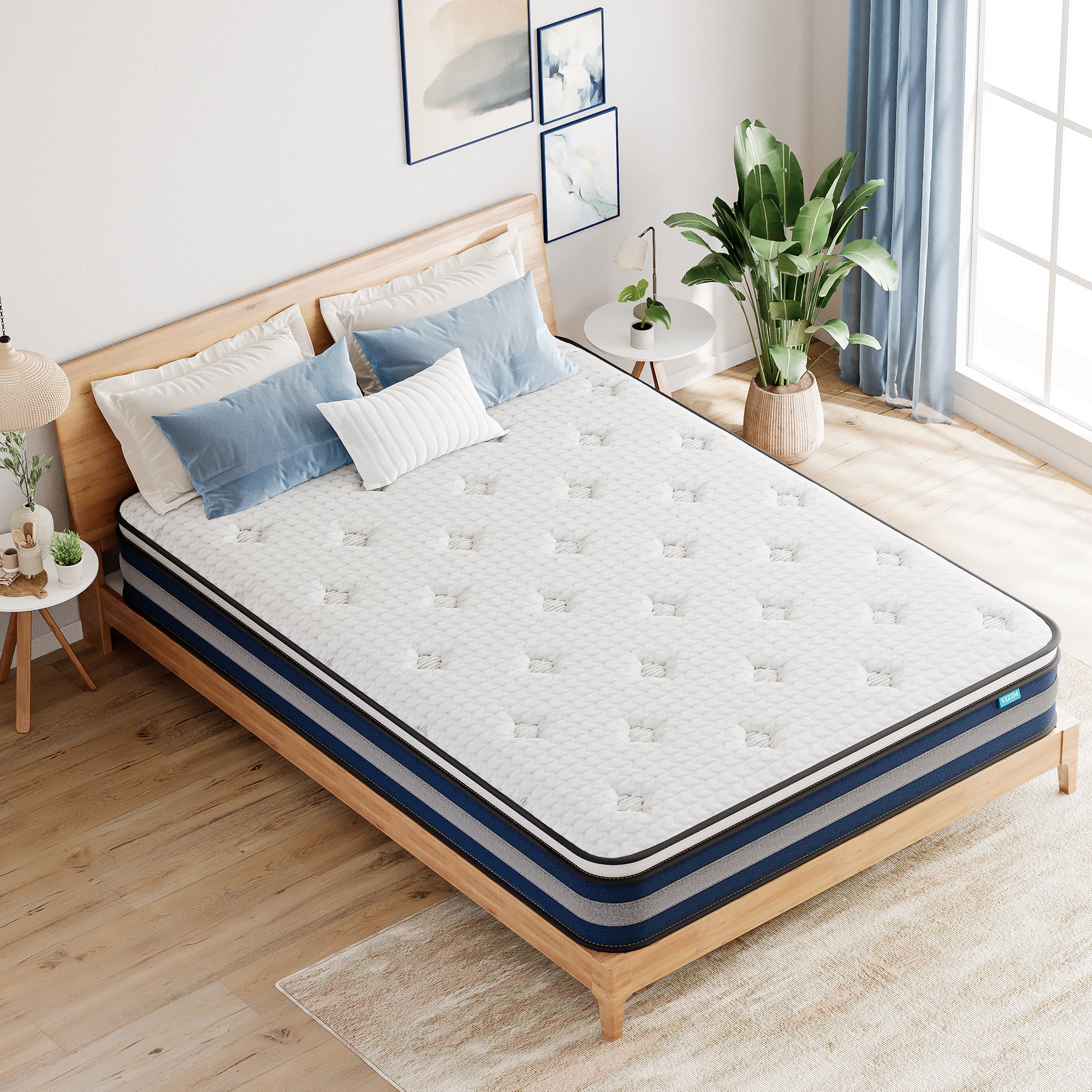 King Mattress, 10 Inch Hybrid Mattress with Individual Pocket Springs,Medium Firm