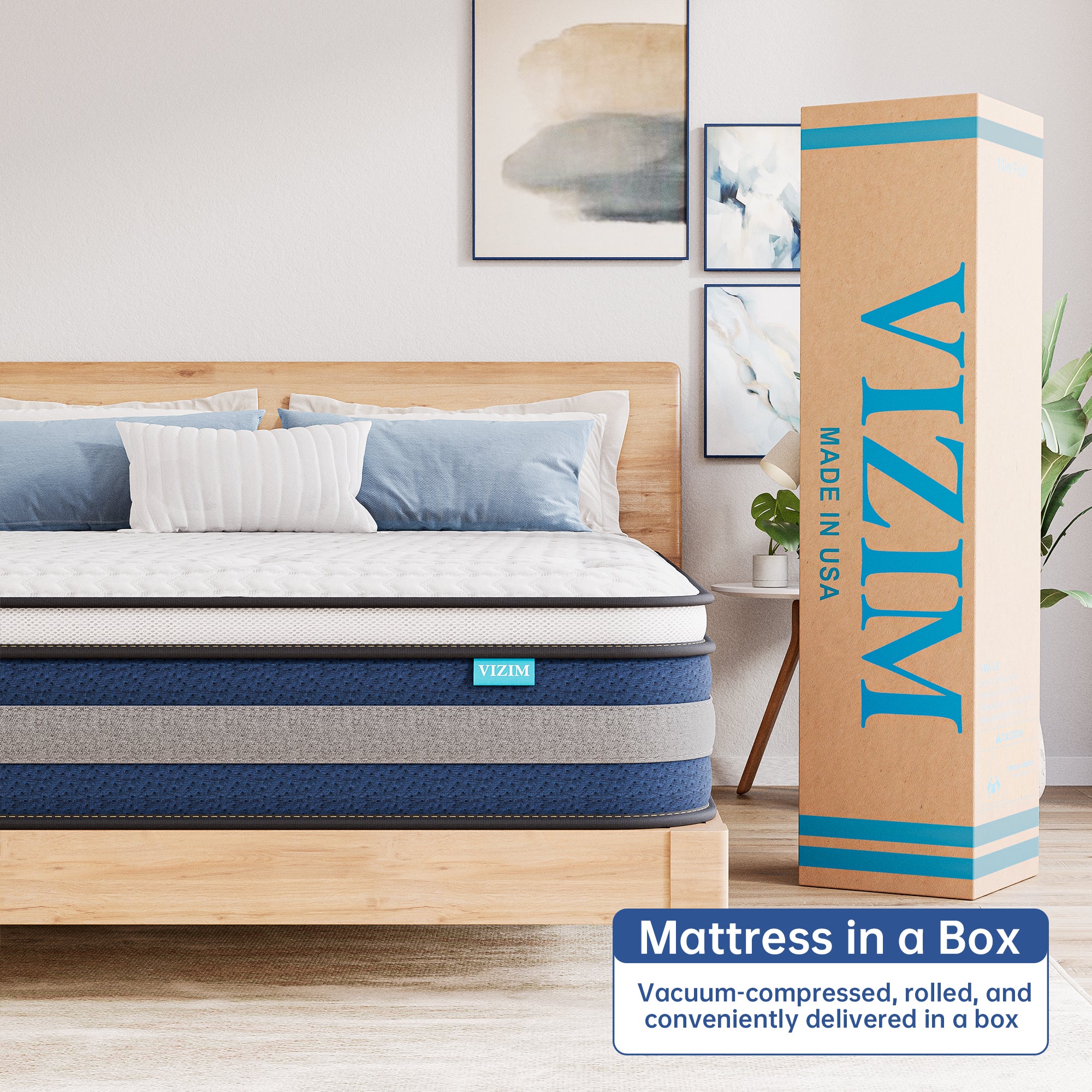 King Mattress, 10 Inch Hybrid Mattress with Individual Pocket Springs,Medium Firm